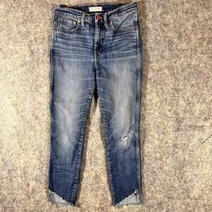 Madewell 10" Woman’s High-Rise Skinny Jeans 28 Blue Light Wash Denim Whiskers